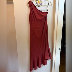 Hutch One Shoulder Berry Midi Dress